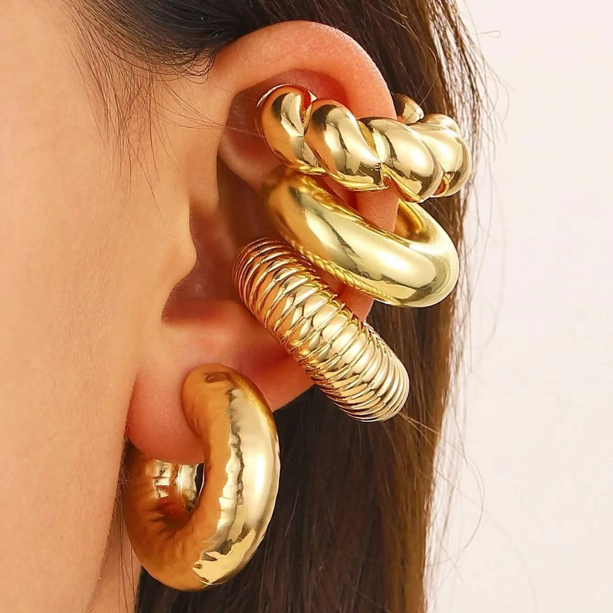 The Power Stack – 4-Piece Pierced + Cuff Set