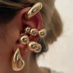 The Golden Hour Stack – 4-Piece Pierced + Cuff Set